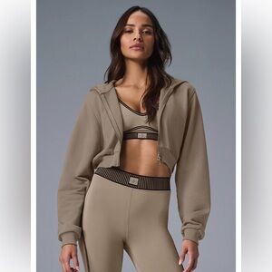 ALO Yoga Tan Cropped Hoodie
